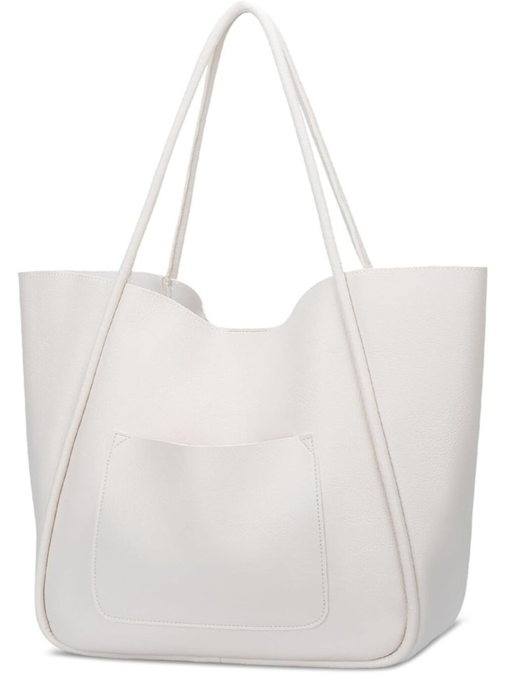 Women's White Vegan Leather Large Capacity Travel Bag Tote Handbag